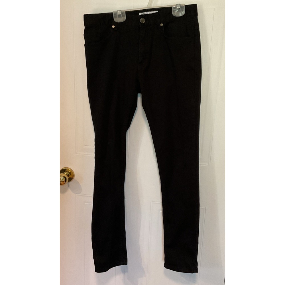 Zara Skinny Fit Pants Womens 30 Black Excellent Five Pocket Stretch Trousers
